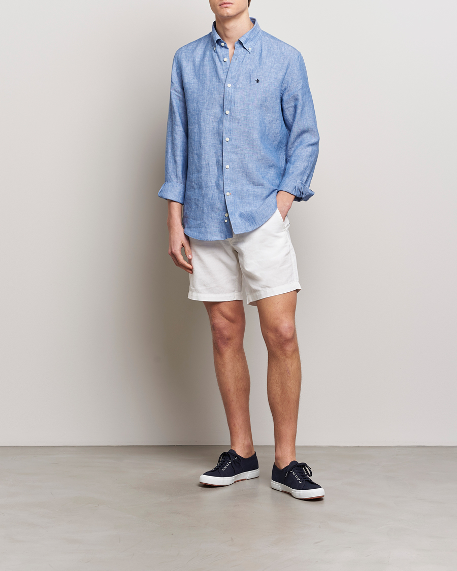 Heren | Overhemden | Morris | Douglas Button Down Linen Shirt Blue