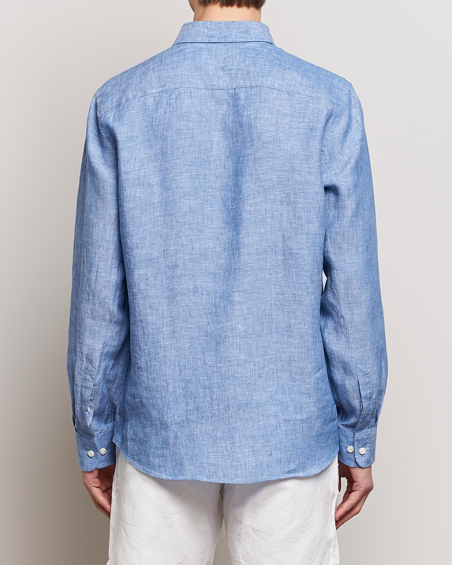 Heren | Overhemden | Morris | Douglas Button Down Linen Shirt Blue