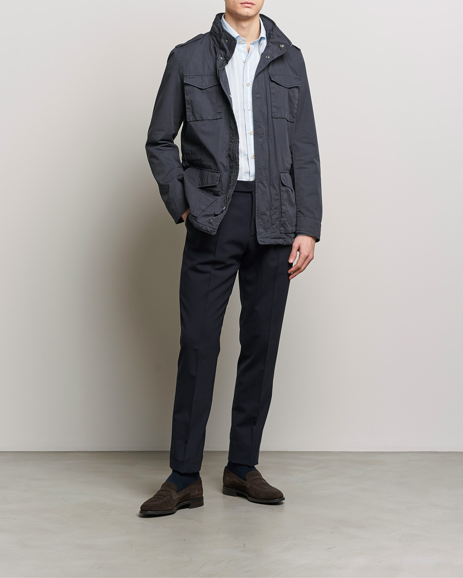 Heren | Jassen | Herno | Washed Cotton Field Jacket Navy