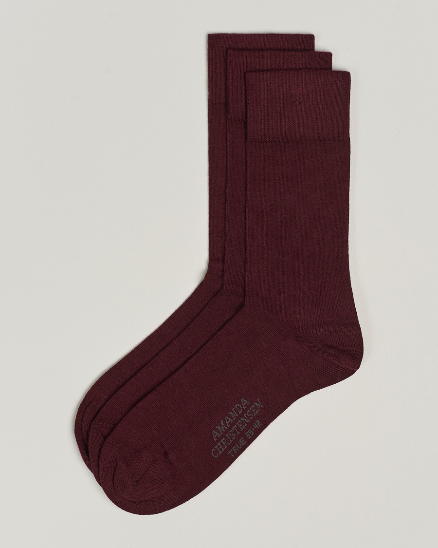 Heren | Ondergoed | Amanda Christensen | 3-Pack True Cotton Socks Bordeaux