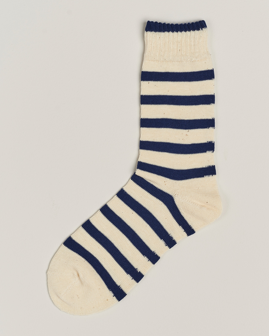 Heren | BEAMS PLUS 2 Tone Stripe Socks White/Navy | BEAMS PLUS | 2 Tone Stripe Socks White/Navy