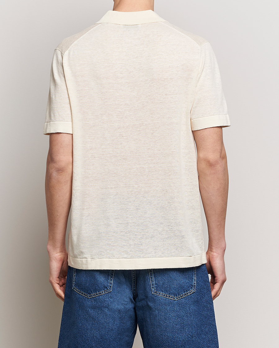 Heren | Polo's | LES DEUX | Emmanuel Linen/Cotton Polo Knit Ivory