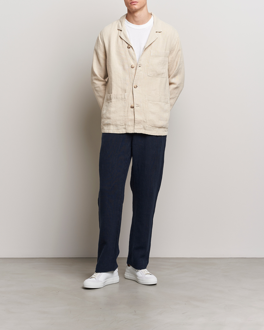Heren | Jassen | A Day's March | Banagher Linen Overshirt Oyster
