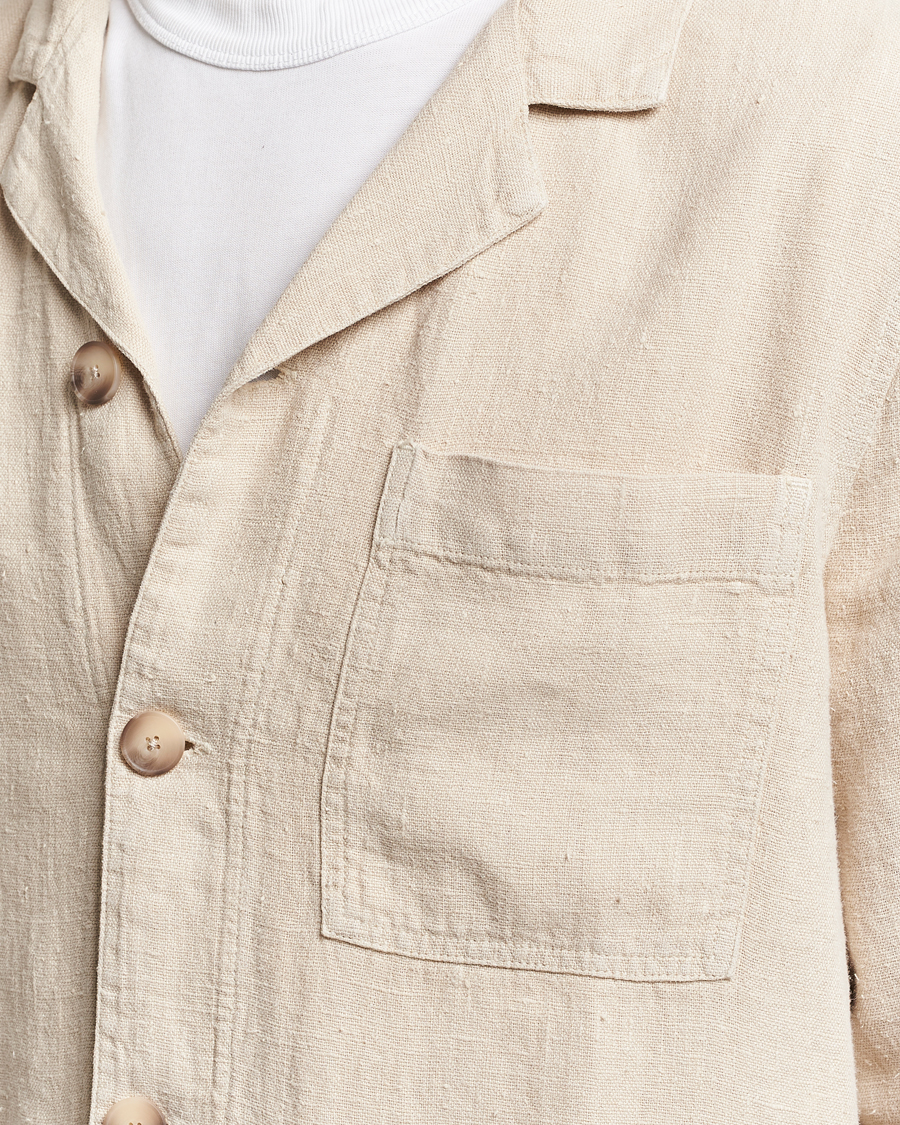 Heren | Jassen | A Day's March | Banagher Linen Overshirt Oyster
