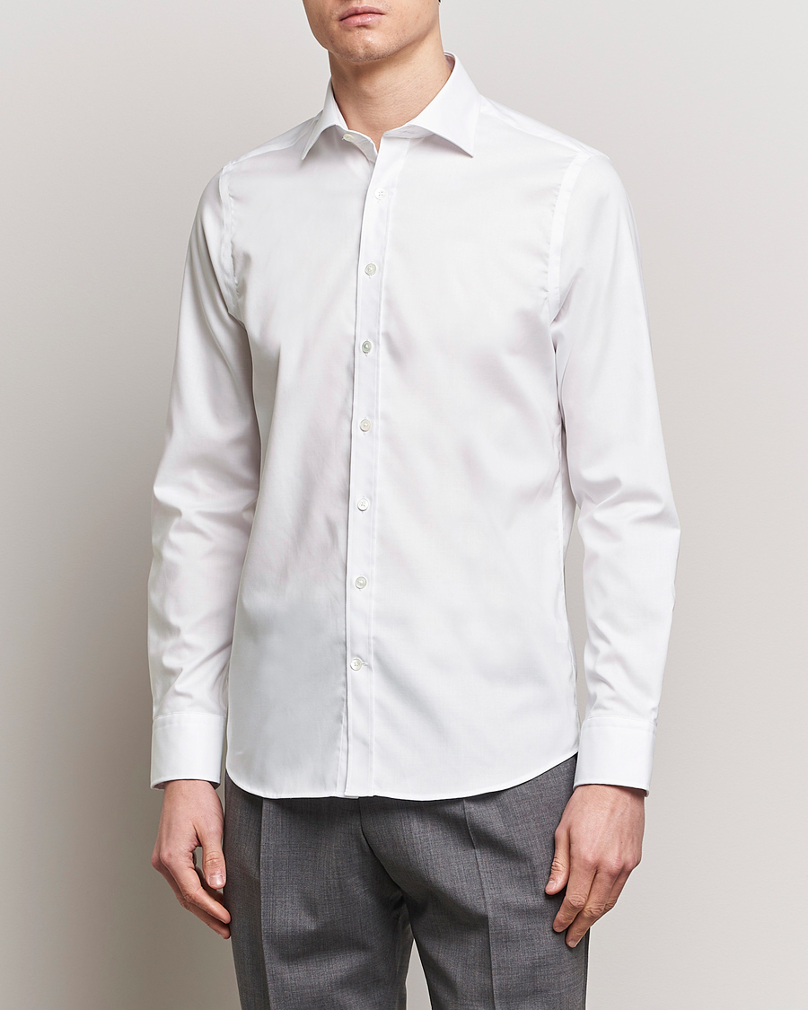Heren | Overhemden | Oscar Jacobson | Slim Fit Cut Away Non Iron Twill Optical White