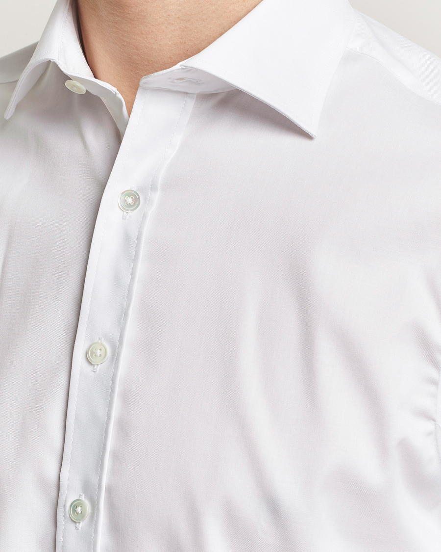 Heren | Overhemden | Oscar Jacobson | Slim Fit Cut Away Non Iron Twill Optical White