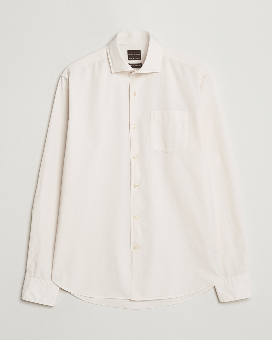 Heren | Overhemden | Oscar Jacobson | Reg Fit Wide Spread C GD Twill Ecru White