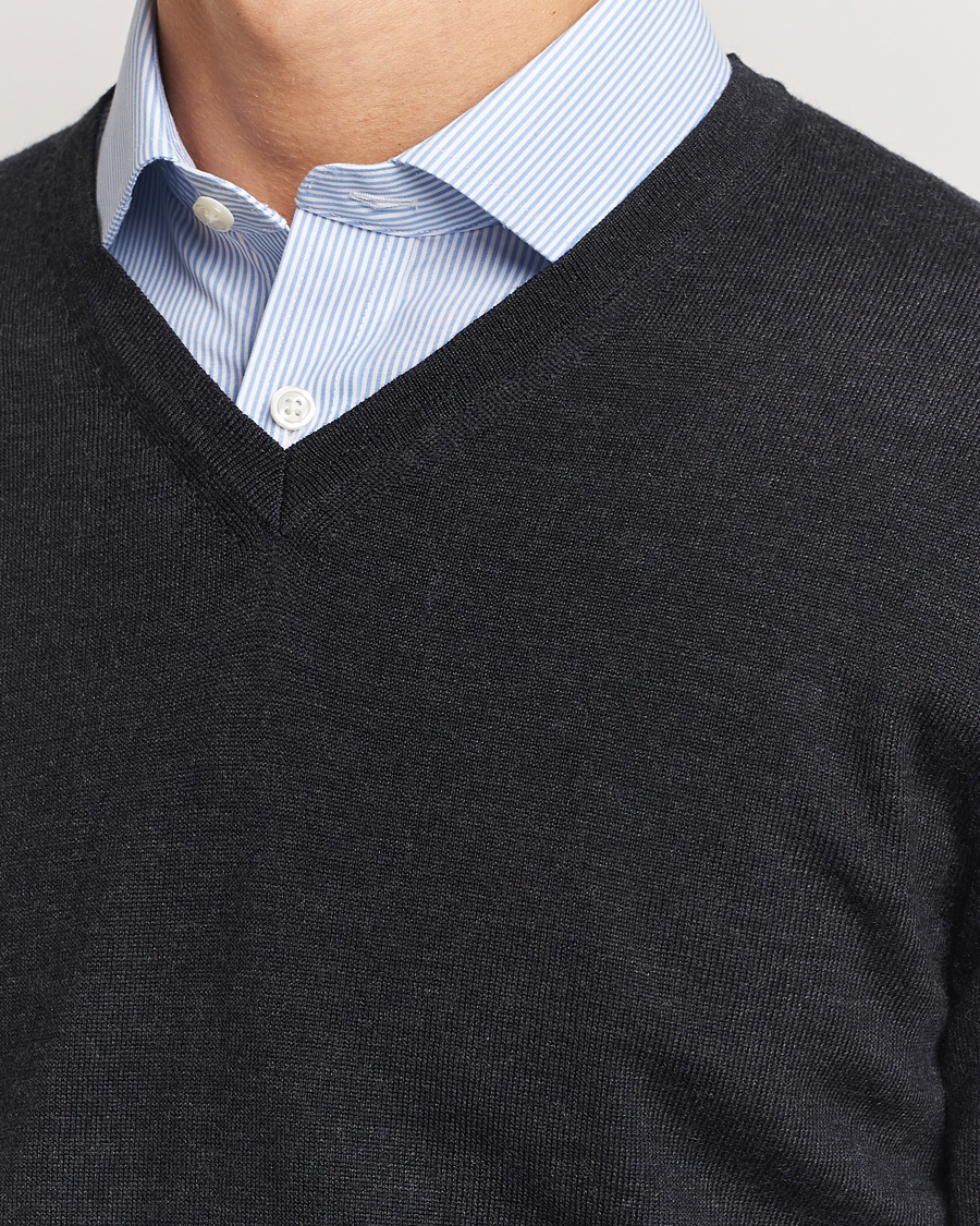 Heren | Truien | Charles Tyrwhitt | Pure Merino V-Neck Jumper Dark Charcoal