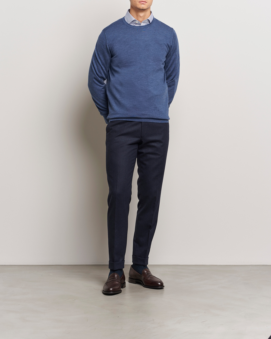 Heren | Truien | Charles Tyrwhitt | Pure Merino Crew Neck Jumper Indigo Blue