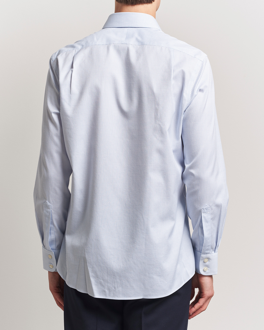 Heren | Overhemden | Charles Tyrwhitt | Slim Fit Non Iron Mini Grid Check Shirt Sky Blue