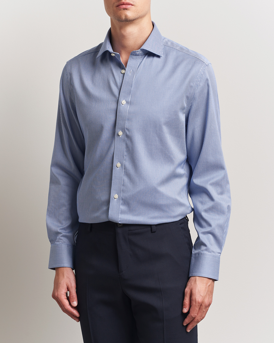 Heren | Overhemden | Charles Tyrwhitt | Slim Fit Non Iron Puppytooth Shirt Royal Blue