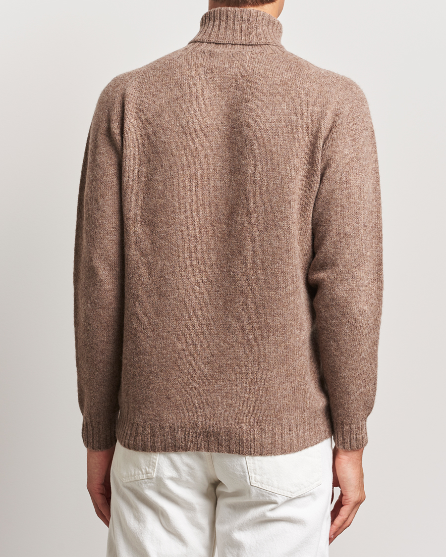 Heren | Truien | Harley Of Scotland | Supersoft Lambswool Rollneck Nutmeg Brown