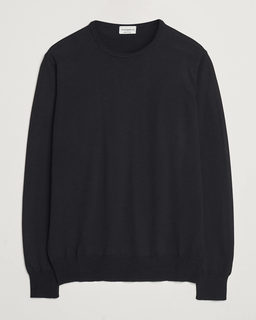 Heren | Truien | Morgano | Extra Fine Merino Wool Crewneck Black