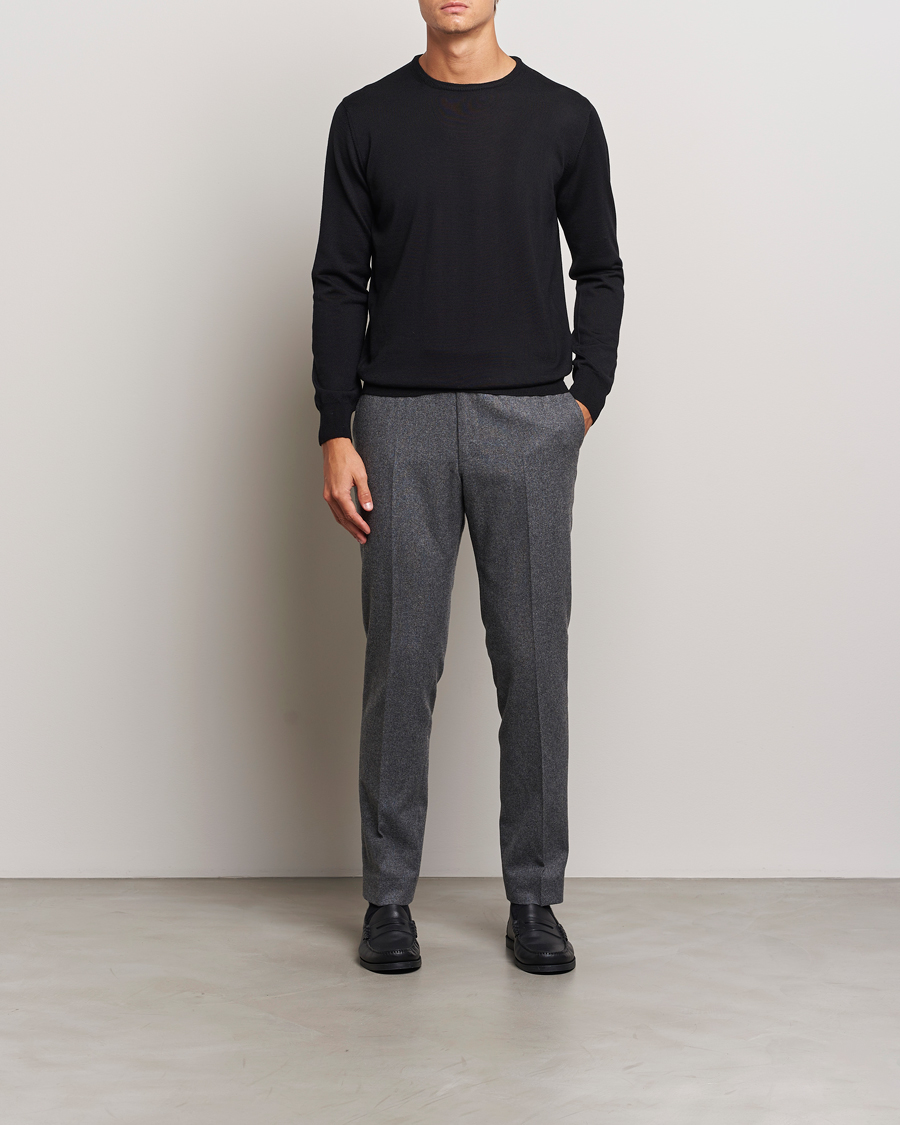Heren | Truien | Morgano | Extra Fine Merino Wool Crewneck Black