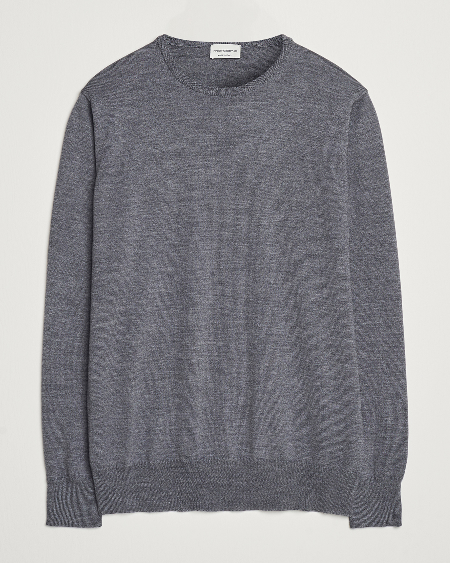 Heren | Truien | Morgano | Extra Fine Merino Wool Crewneck Mid Grey