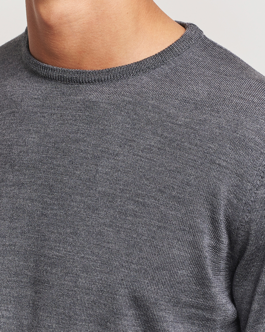 Heren | Truien | Morgano | Extra Fine Merino Wool Crewneck Mid Grey