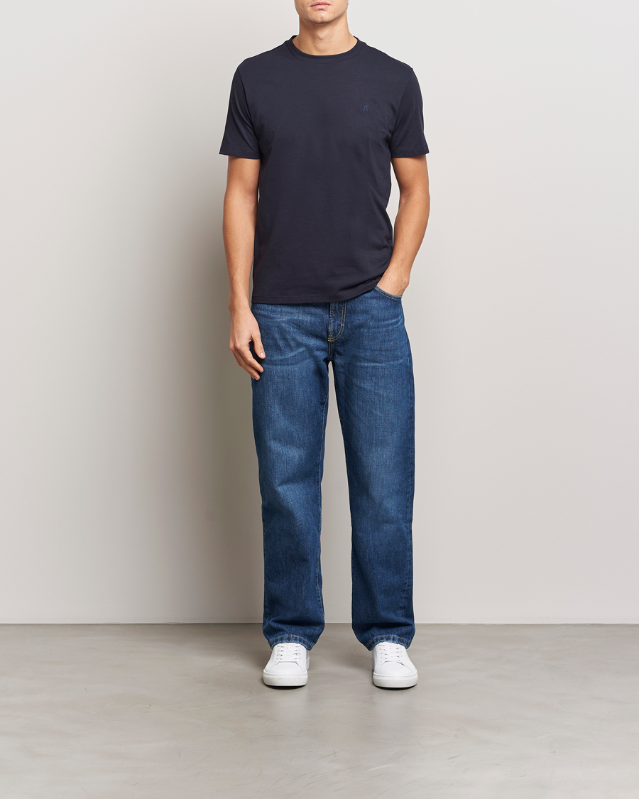 Heren | T-shirts | Replay | Tonal Logo Crew Neck T-Shirt Navy