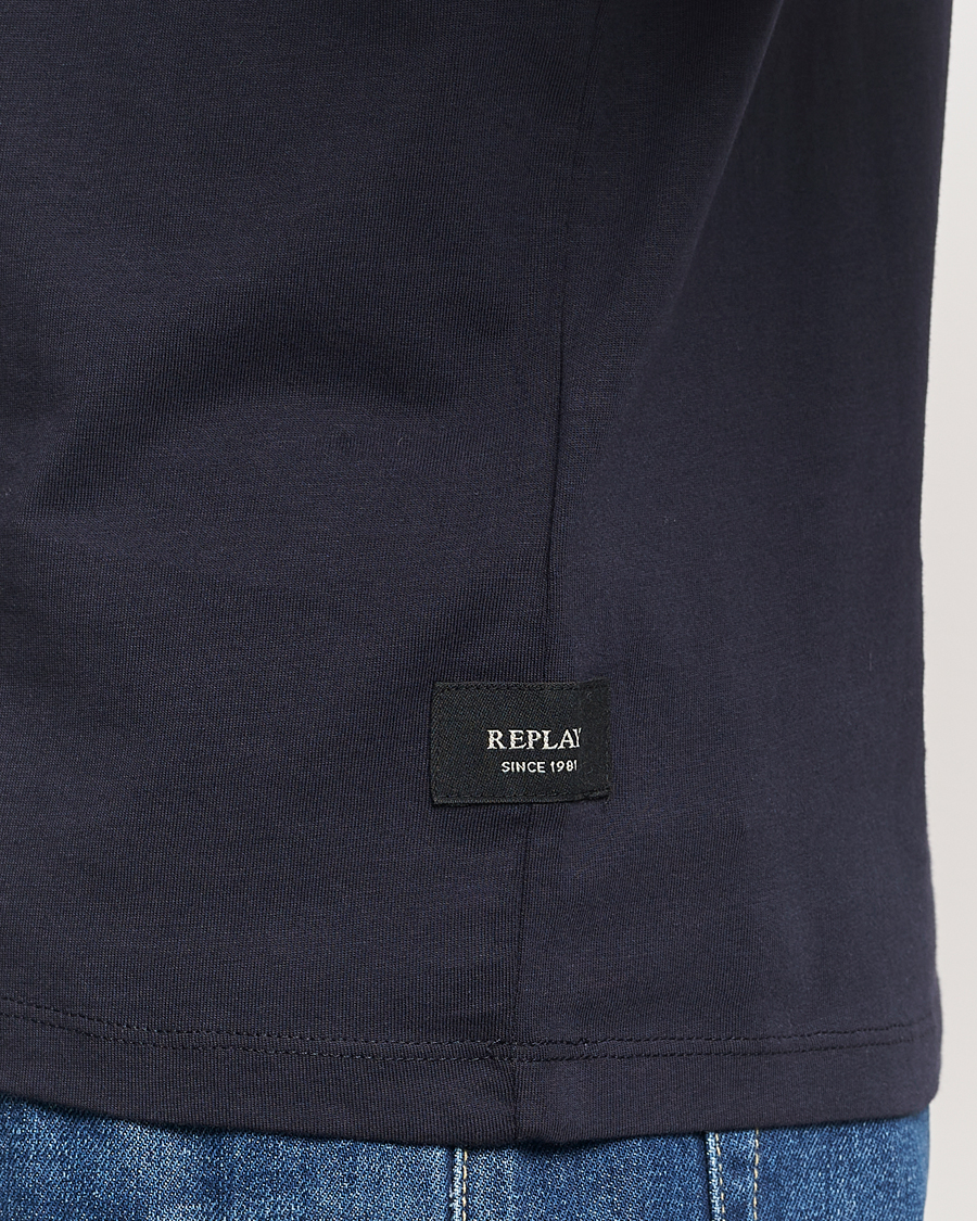 Heren | T-shirts | Replay | Tonal Logo Crew Neck T-Shirt Navy