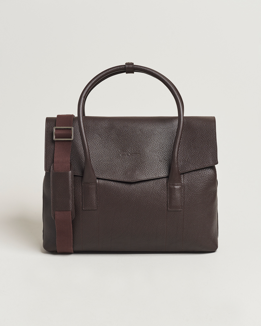 Heren | Oscar Jacobson Overnight Leather Bag Dark Mud Brown | Oscar Jacobson | Overnight Leather Bag Dark Mud Brown