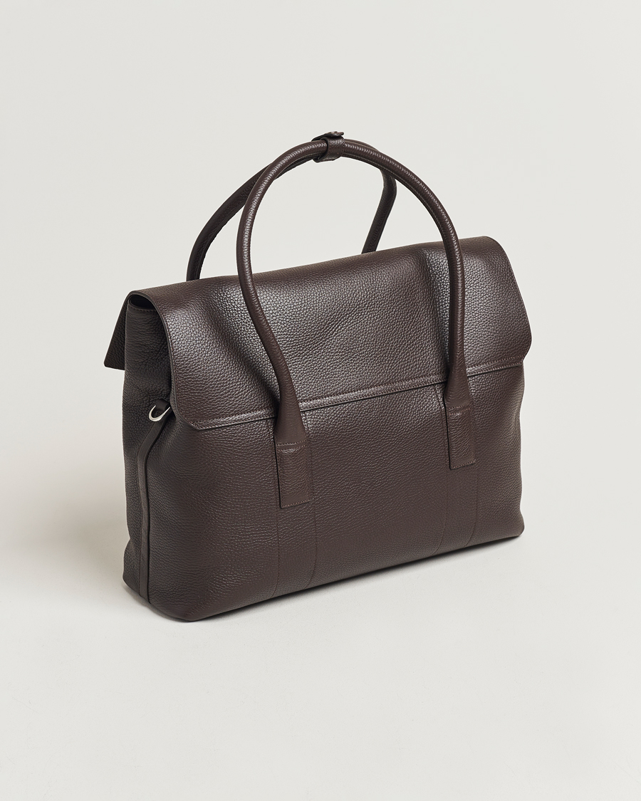 Heren | Oscar Jacobson Overnight Leather Bag Dark Mud Brown | Oscar Jacobson | Overnight Leather Bag Dark Mud Brown