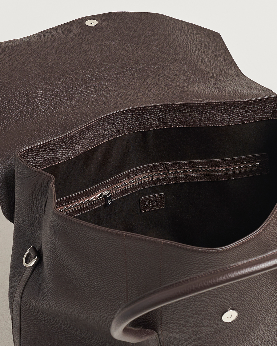 Heren | Oscar Jacobson Overnight Leather Bag Dark Mud Brown | Oscar Jacobson | Overnight Leather Bag Dark Mud Brown