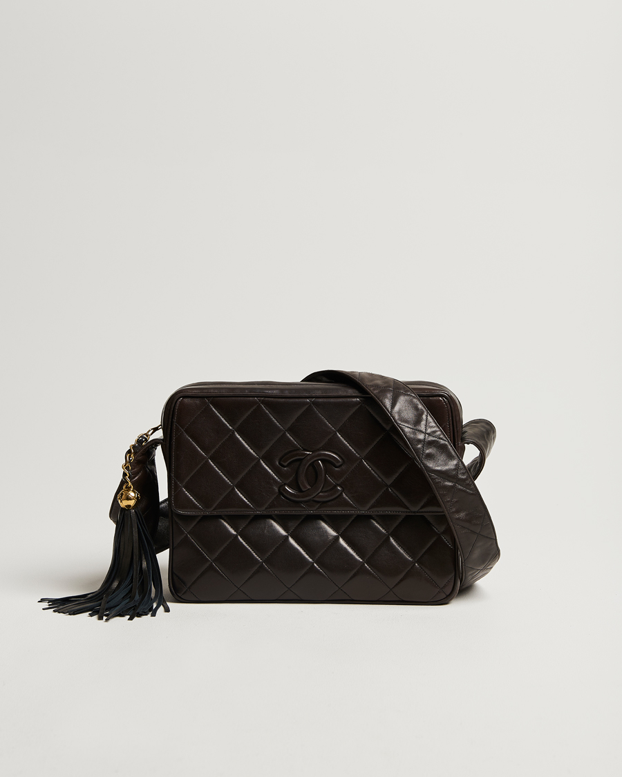 Heren | Chanel Pre-Owned Tassel Flap Shoulder Bag Black Lambskin | Chanel Pre-Owned | Tassel Flap Shoulder Bag Black Lambskin