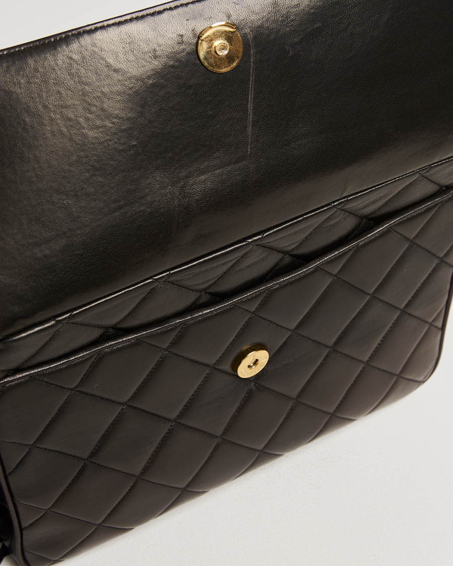 Heren | Chanel Pre-Owned Tassel Flap Shoulder Bag Black Lambskin | Chanel Pre-Owned | Tassel Flap Shoulder Bag Black Lambskin