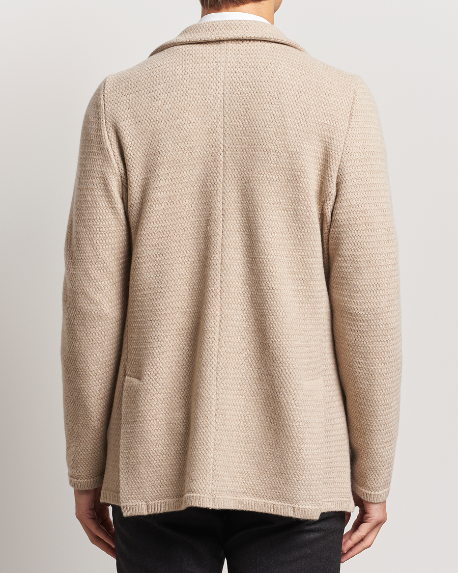 Heren | Blazers | Stenströms | Knitted Textured Merino Wool Blazer Beige