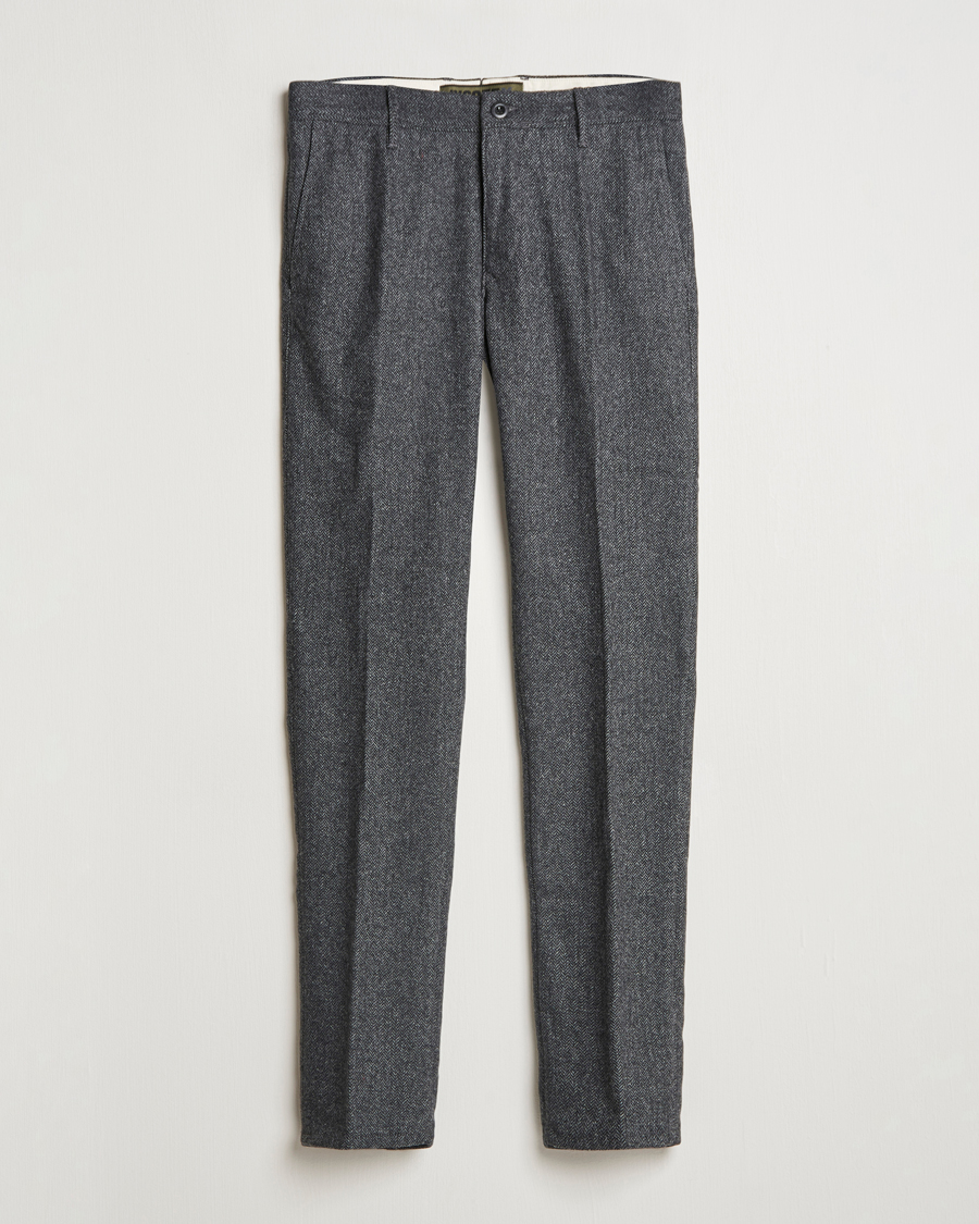 Heren | Broeken | Incotex | Slim Fit Washed Wool Stretch Slacks Dark Grey