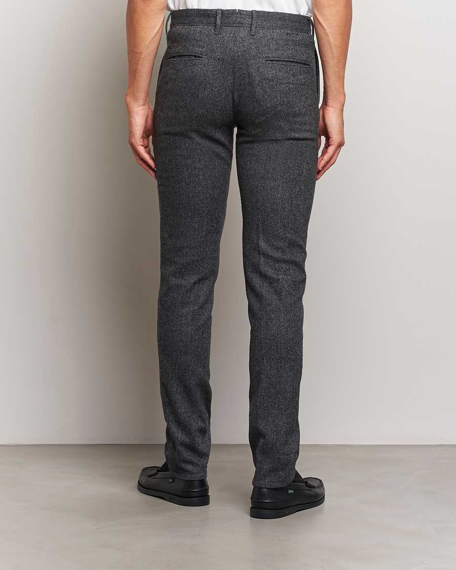 Heren | Broeken | Incotex | Slim Fit Washed Wool Stretch Slacks Dark Grey