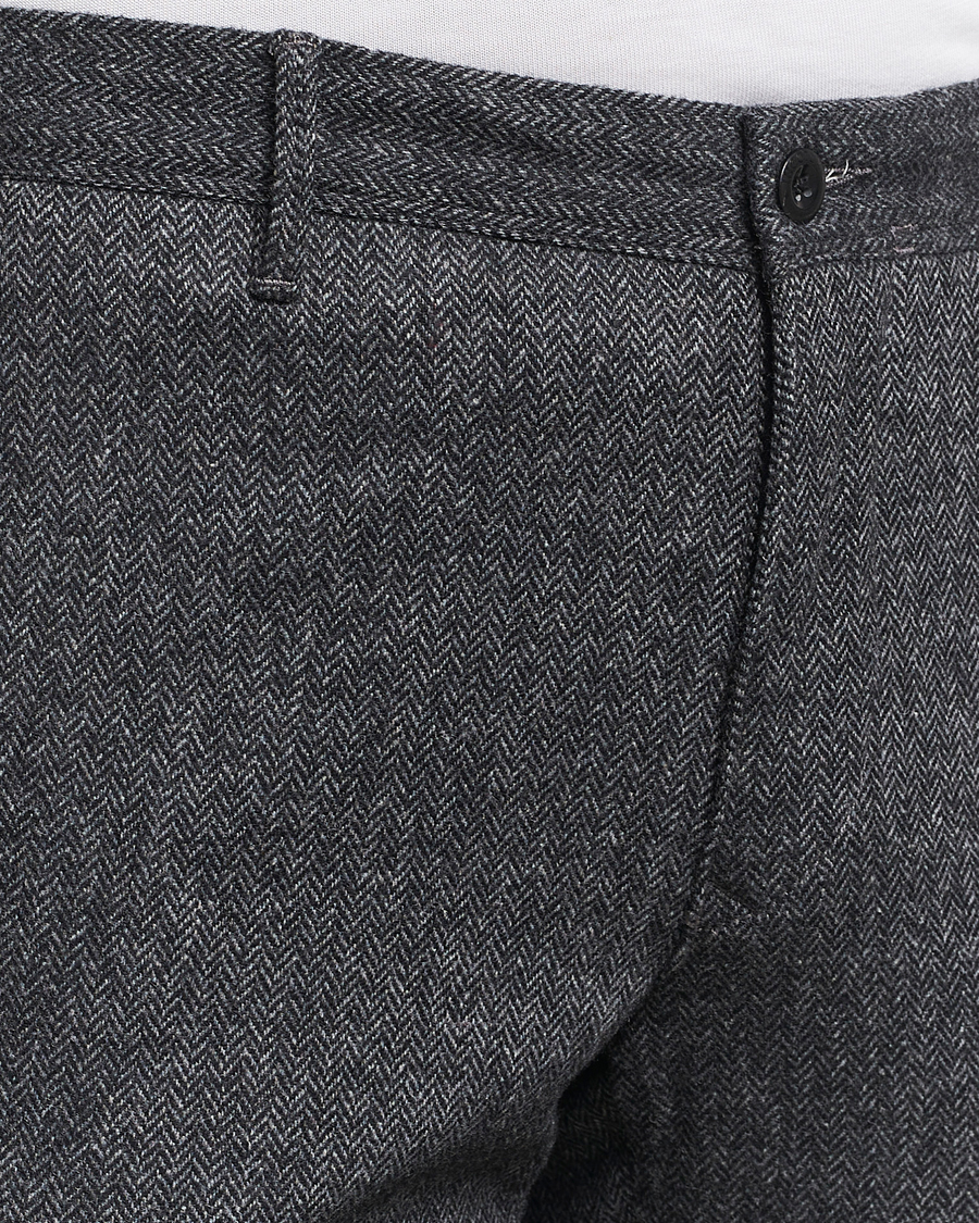 Heren | Broeken | Incotex | Slim Fit Washed Wool Stretch Slacks Dark Grey