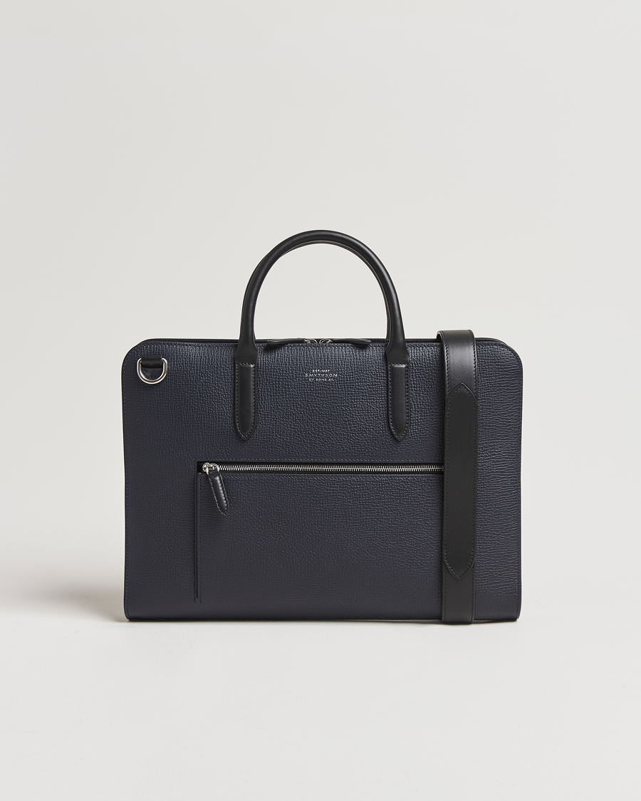 Heren | Tassen | Smythson | Ludlow Ultra Slim Brefcase With Zip Front Navy