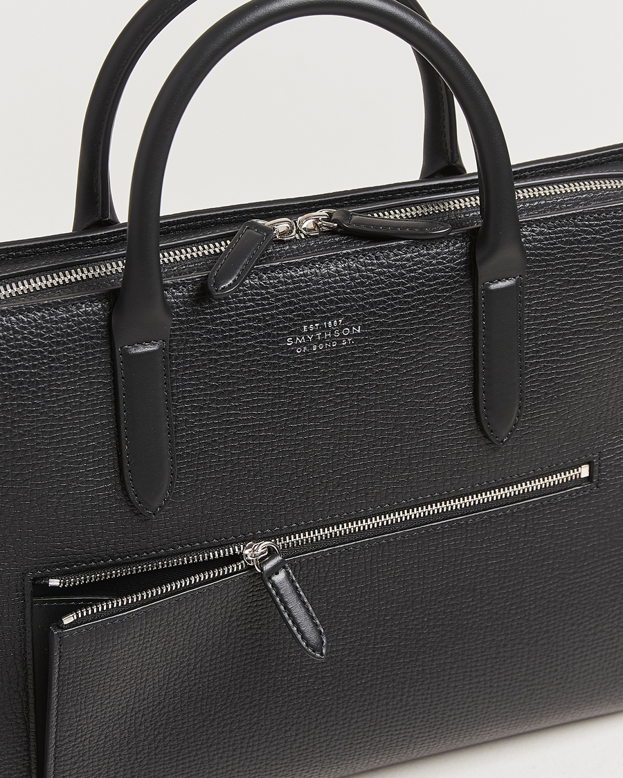 Heren | Tassen | Smythson | Ludlow Ultra Slim Brefcase With Zip Front Black