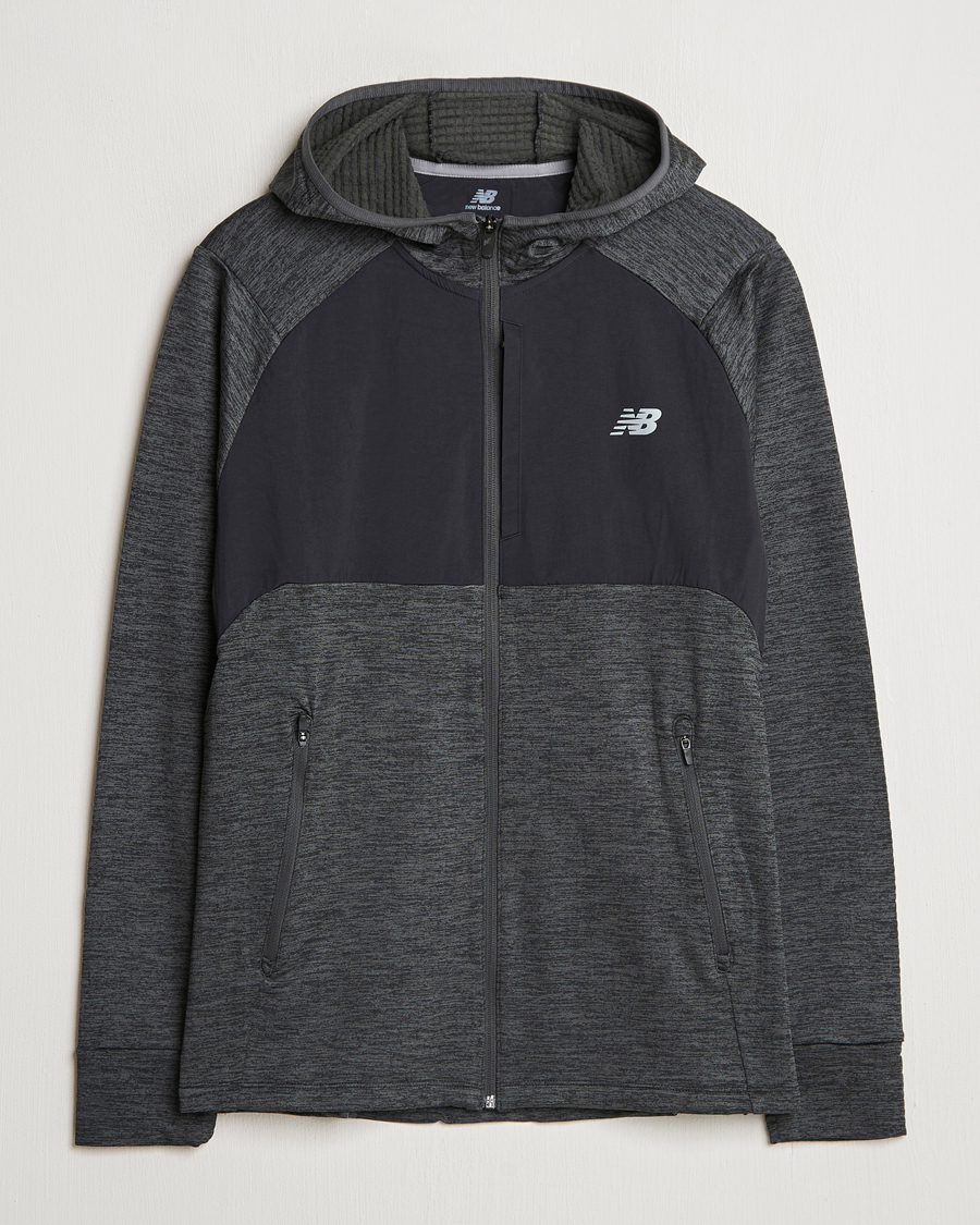 Heren | Truien | New Balance Running | Heat Grid Hooded Full Zip Black