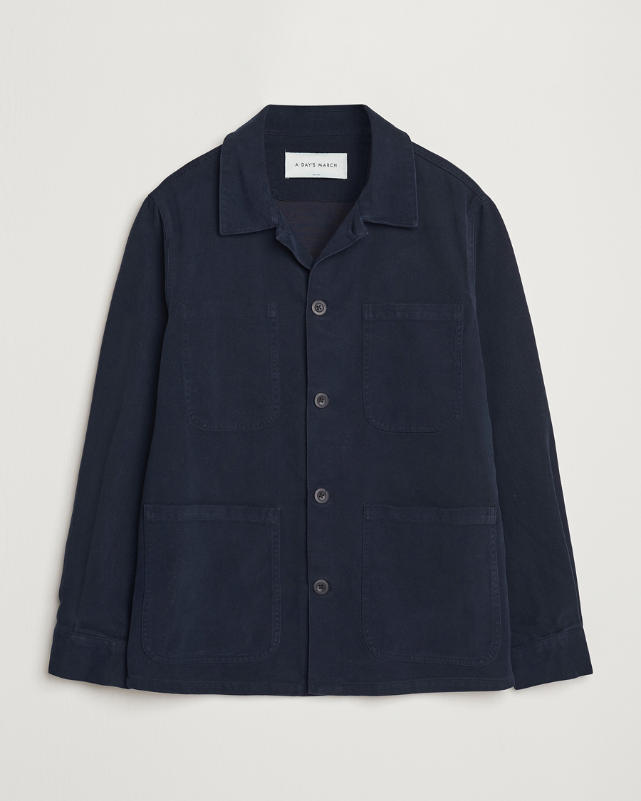 Heren | Jassen | A Day's March | Algot Lyocell Overshirt Navy