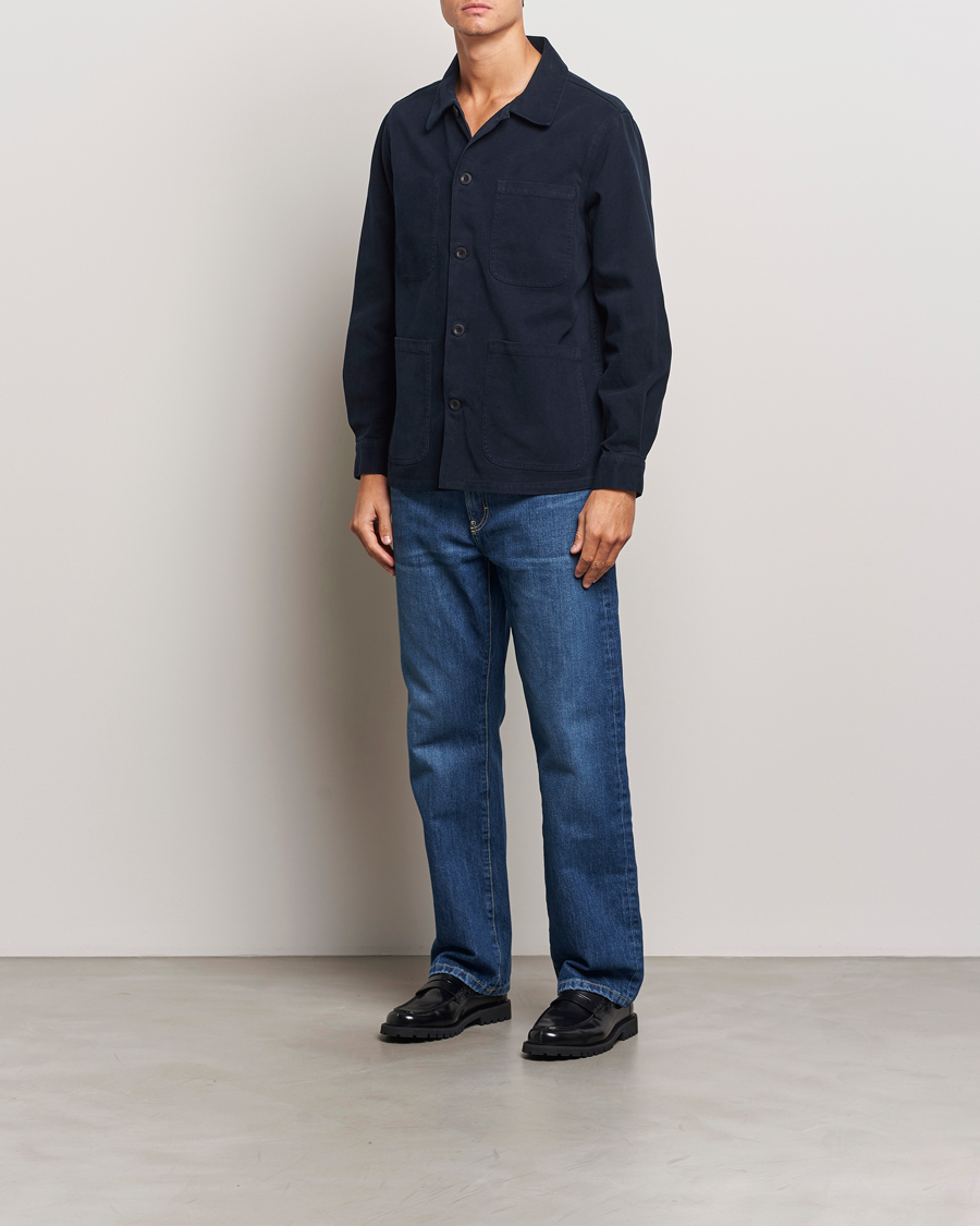 Heren | Jassen | A Day's March | Algot Lyocell Overshirt Navy