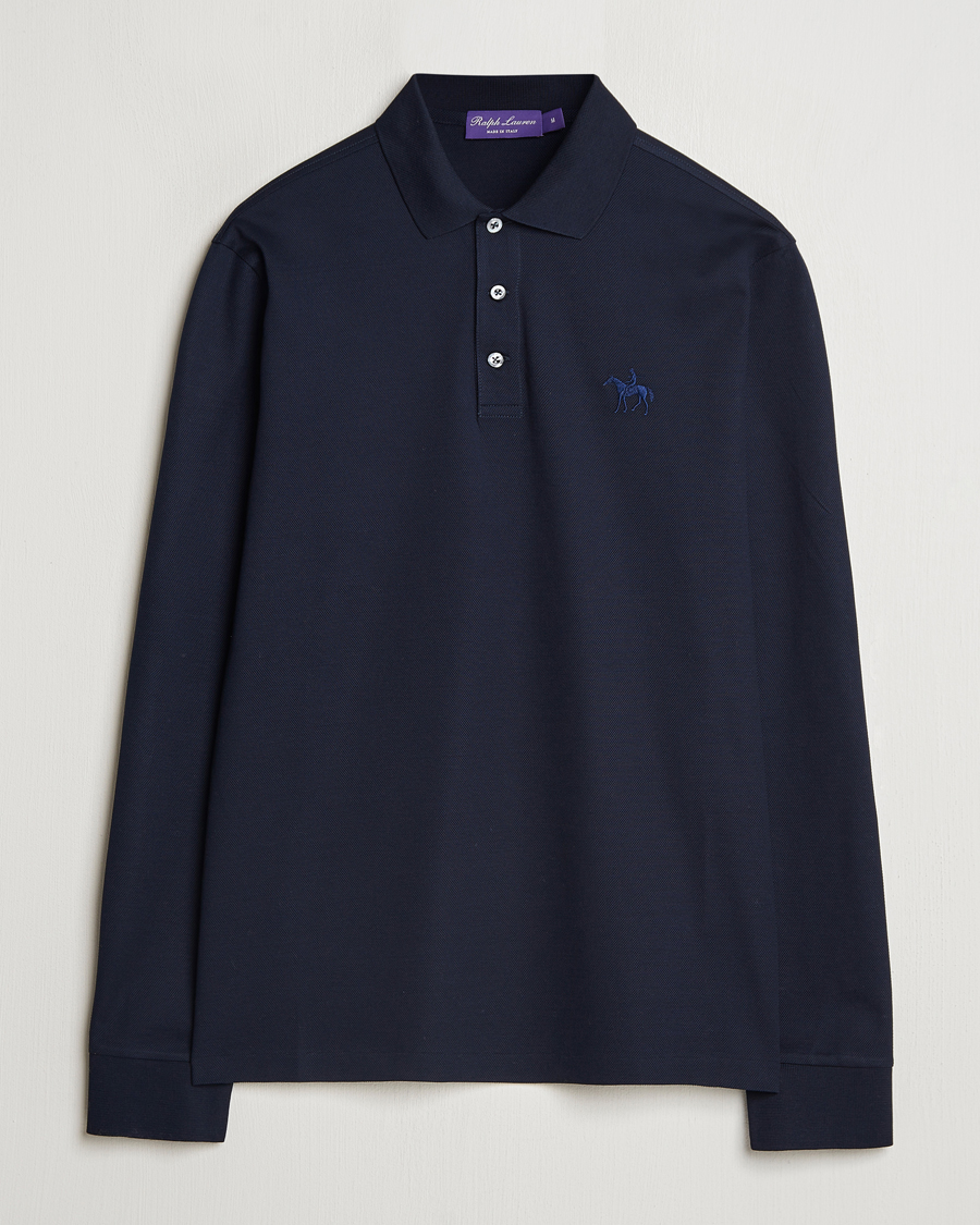 Heren | Truien | Ralph Lauren Purple Label | Mercerized Cotton Long Sleeve Polo Chairman Navy