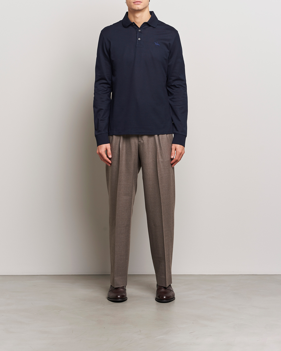 Heren | Truien | Ralph Lauren Purple Label | Mercerized Cotton Long Sleeve Polo Chairman Navy