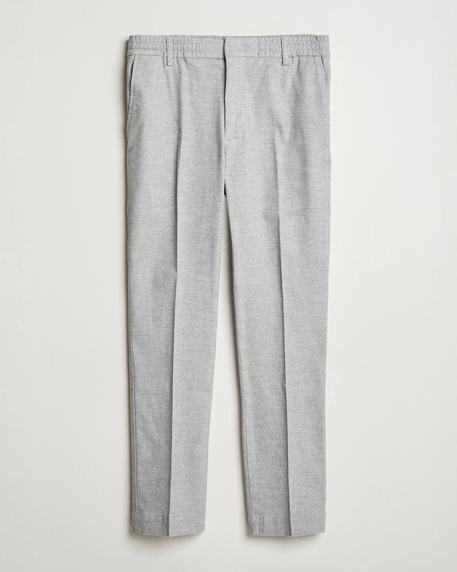 Heren | Broeken | NN07 | Billie Brushed Drawstring Trousers Light Grey Melange