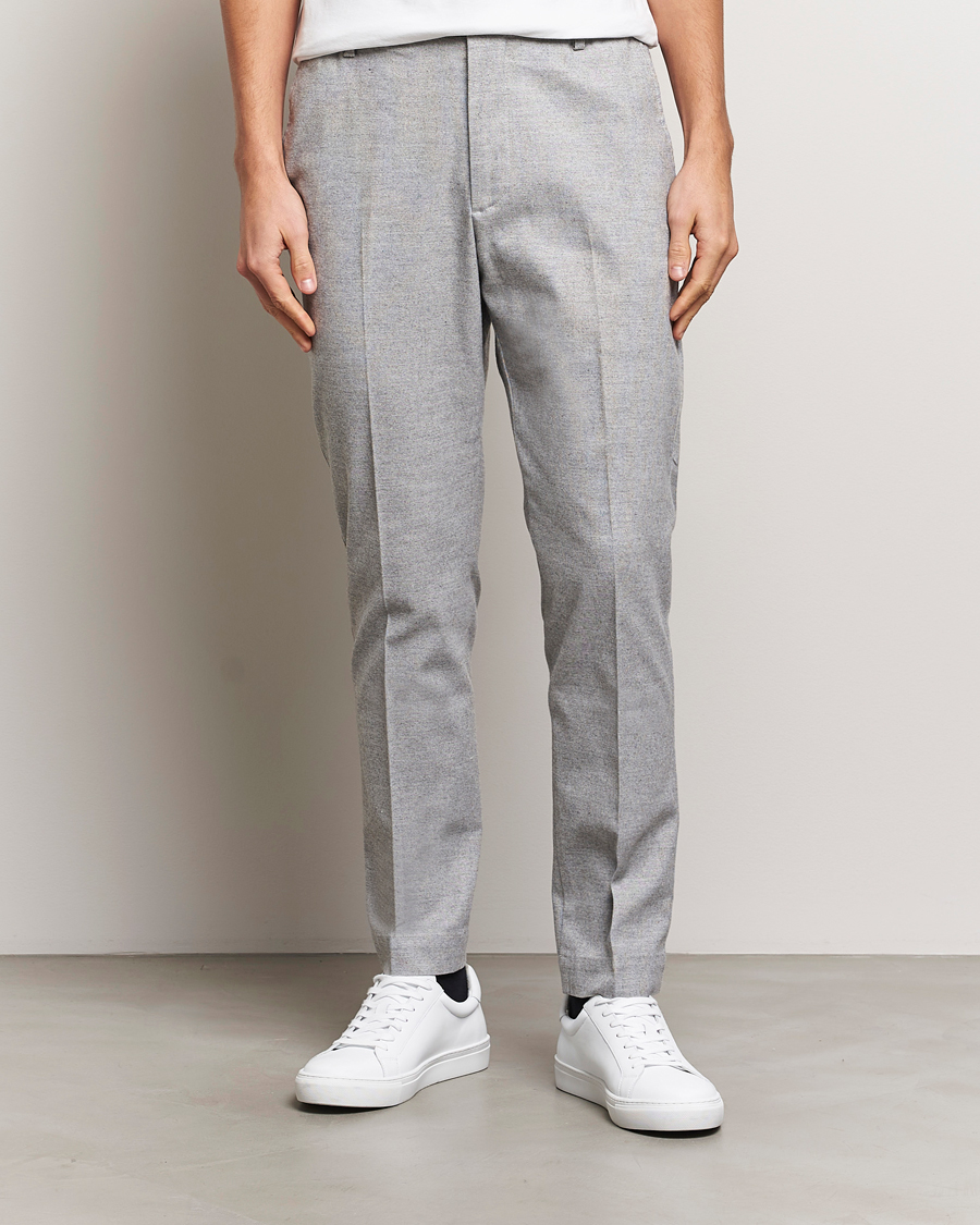 Heren | Broeken | NN07 | Billie Brushed Drawstring Trousers Light Grey Melange