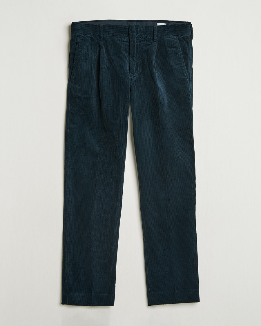 Heren | Broeken | NN07 | Bill Pleated Corduroy Pants Navy Blue