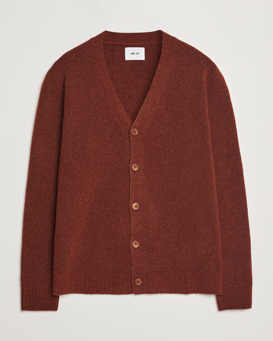 Heren | Truien | NN07 | John Wool Knitted Cardigan Rust Red