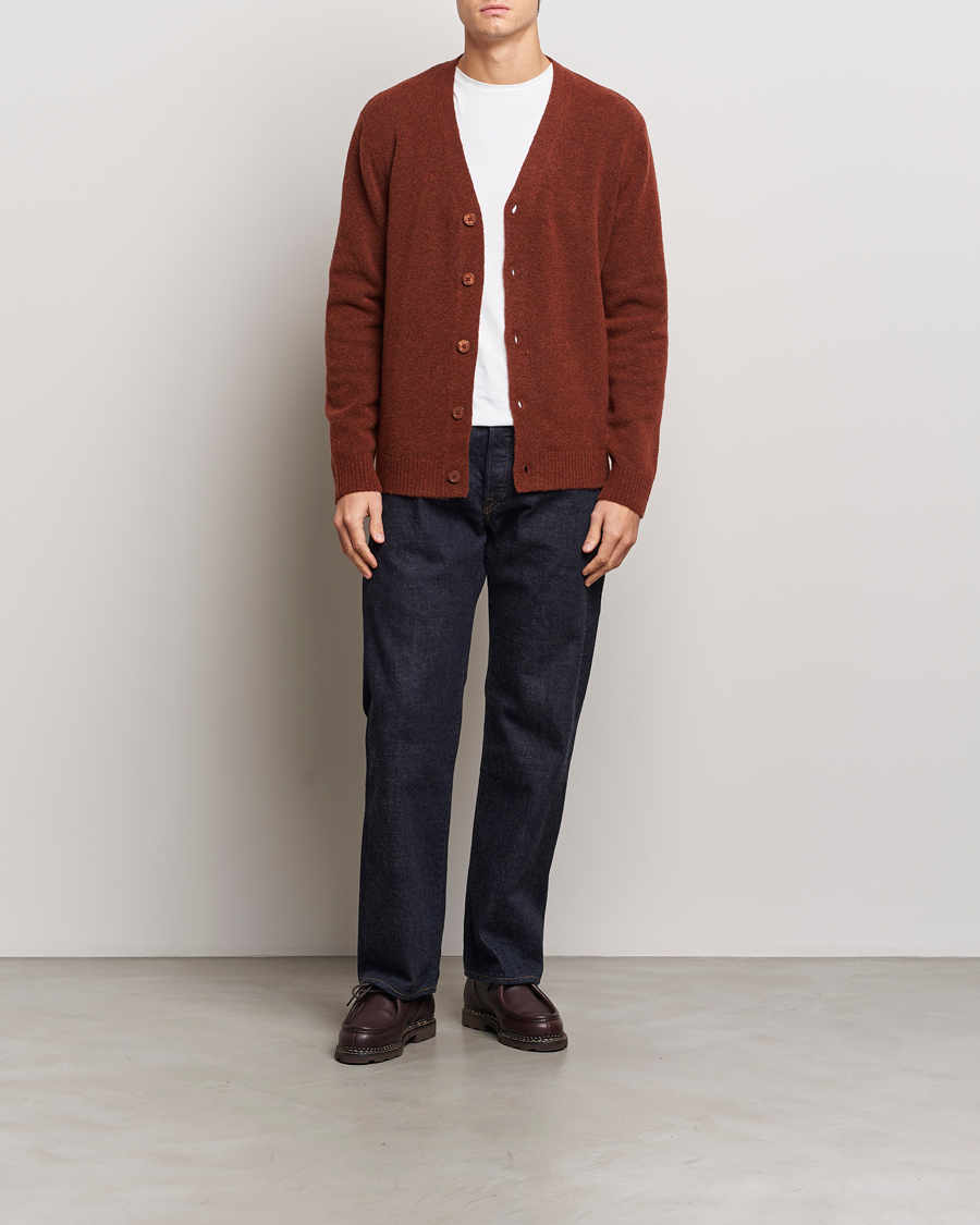 Heren | Truien | NN07 | John Wool Knitted Cardigan Rust Red