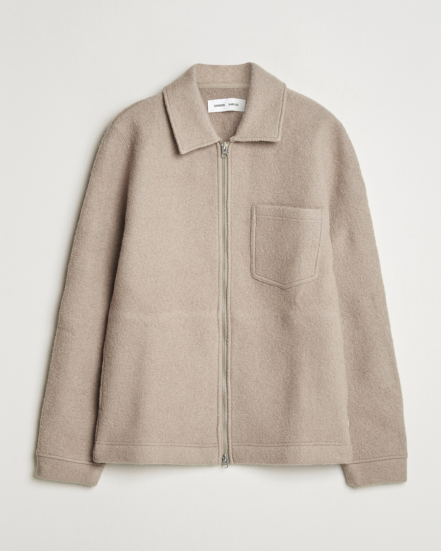 Heren | Truien | Samsøe Samsøe | Hannes Boiled Wool Full Zip Seneca Rock