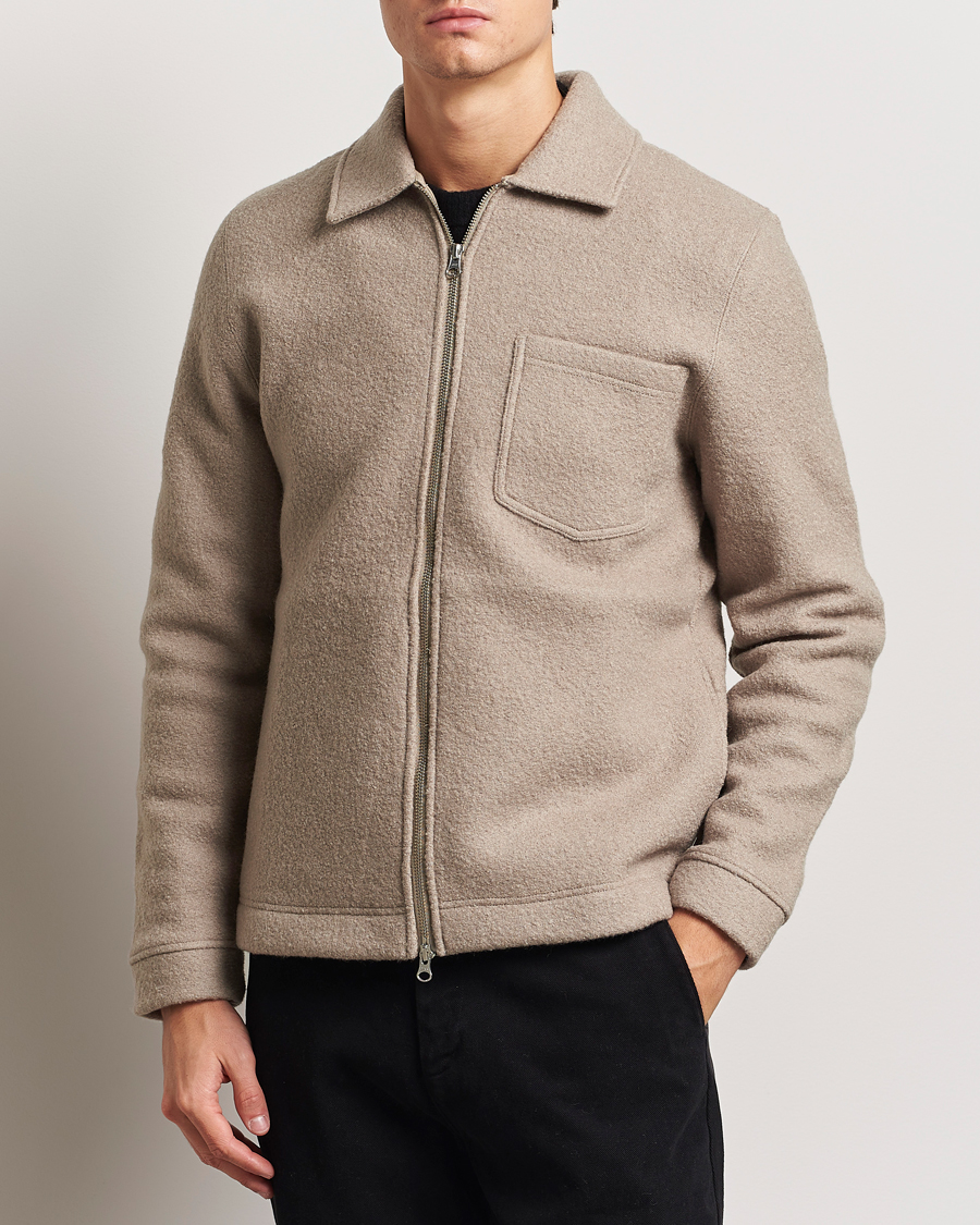 Heren | Truien | Samsøe Samsøe | Hannes Boiled Wool Full Zip Seneca Rock
