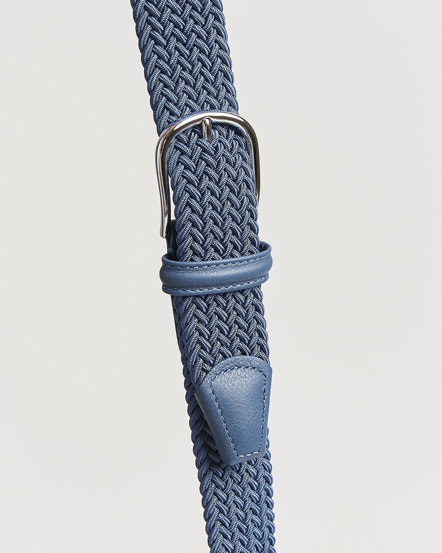 Heren | Riemen | Anderson's | Stretch Woven 3,5 cm Belt Air Force Blue