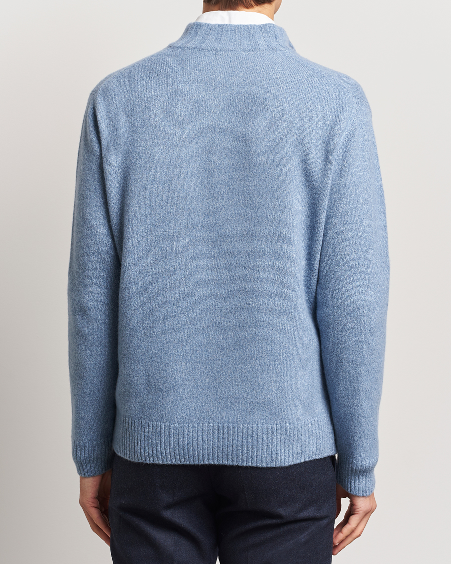 Heren | Truien | Oscar Jacobson | Paul Wool/Cashmere Melange Half Zip Light Blue