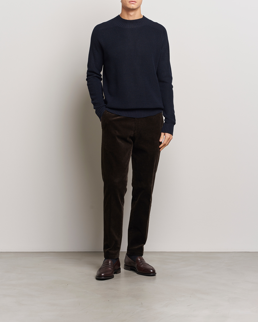 Heren | Truien | Oscar Jacobson | Collins Knitted Wool Turtleneck Navy