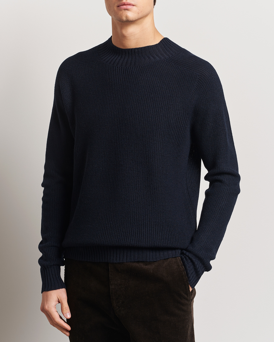 Heren | Truien | Oscar Jacobson | Collins Knitted Wool Turtleneck Navy