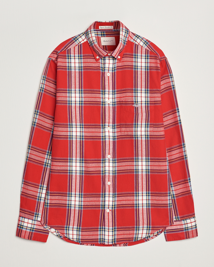 Heren | Overhemden | GANT | Regular Flannel Check Shirt Ruby Red
